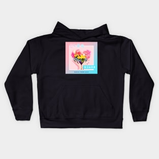 Korean music album cover with flowers "I want to know" Kids Hoodie